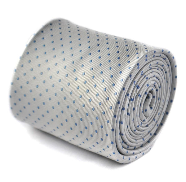 white tie with light blue pin spots